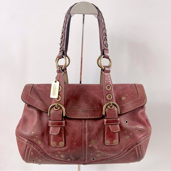 Coach Handbags - Coach Rare Limited Edition Soho Oxblood Leather Studded Satchel Burgundy #9642